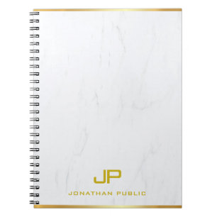 Moderne elegante Gold-Monogramm-Marmor-Vorlage Notizblock