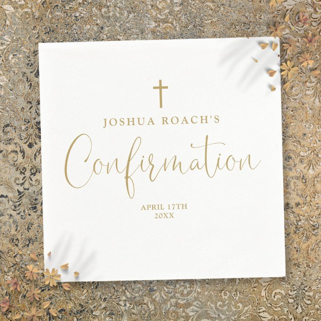 Moderne elegante Gold-Script-Bestätigung Serviette (Modern Elegant Gold Script Confirmation Napkins)