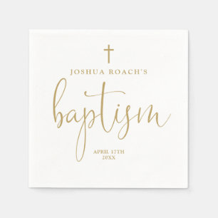 Moderne elegante Gold Script-Taufe Serviette