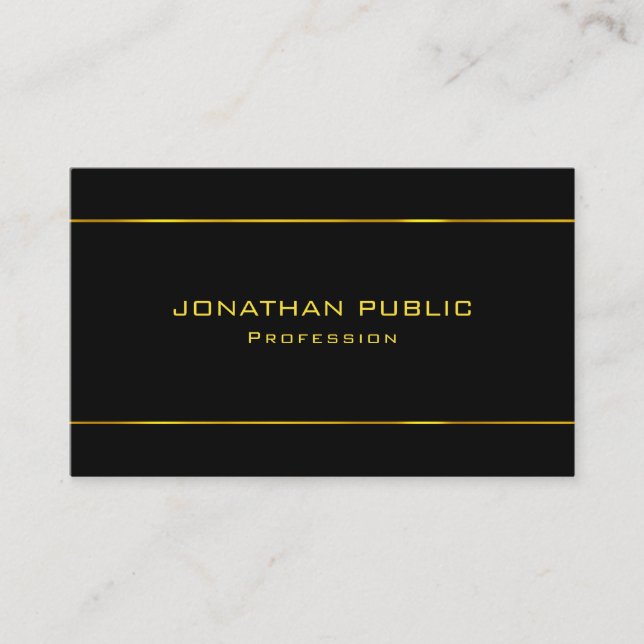 Moderne elegante Gold Text Black Beruflich Trendy Visitenkarte (Vorderseite)