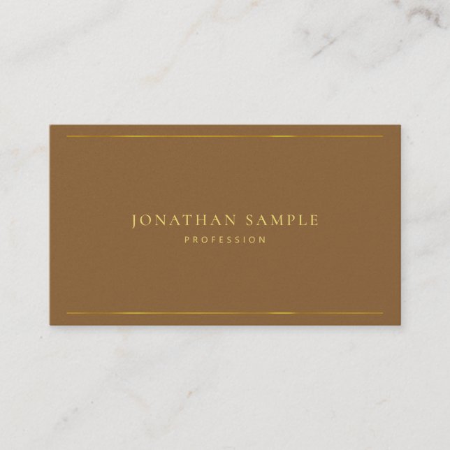 Moderne elegante Gold Text Premium Pearl Finish Lu Visitenkarte (Vorderseite)