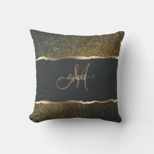Moderne elegante Gold-Touch-Monogramm Kissen