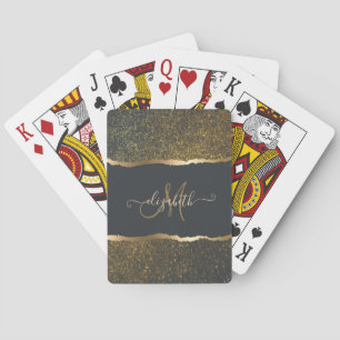 Moderne elegante Gold-Touch-Monogramm Spielkarten