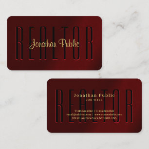 Moderne elegante Gold Typografie Script Name Realt Visitenkarte
