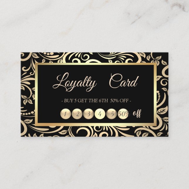 Moderne elegante Gold Wirbel Frame Loyalty Card Treuekarte (Vorderseite)