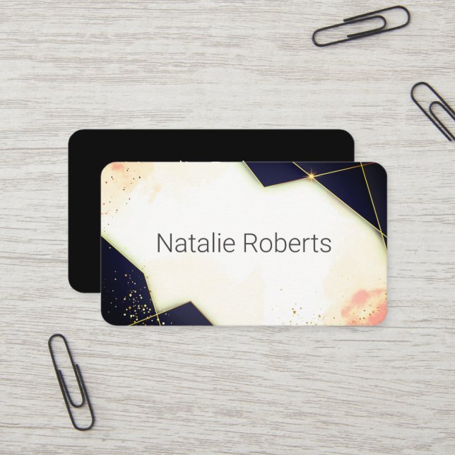 Moderne elegante Golden Black - Pink Business Card Visitenkarte (Vorderseite/Rückseite Beispiel)