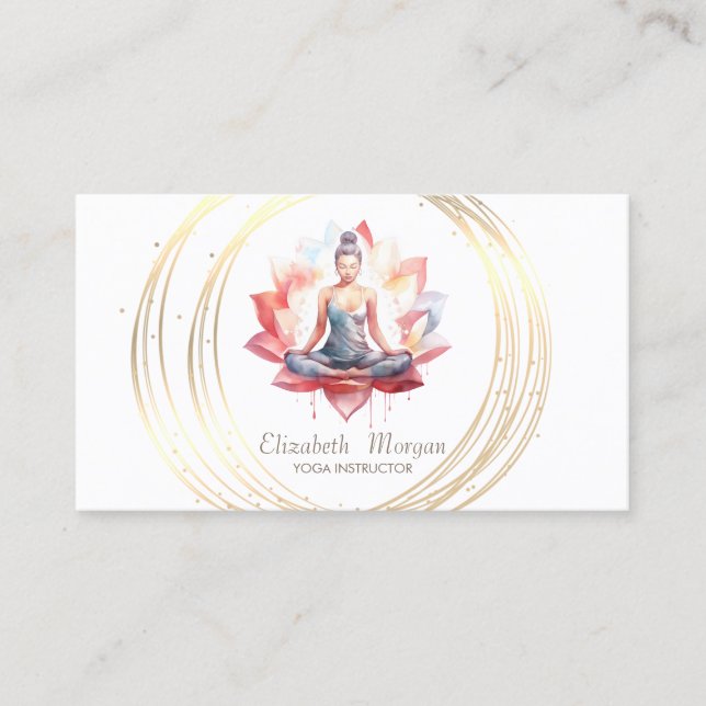 Moderne Elegante Golden Circles Yoga Visitenkarte (Vorderseite)