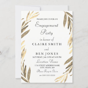 Moderne elegante Golden Leaf Engagement Party einl Einladung