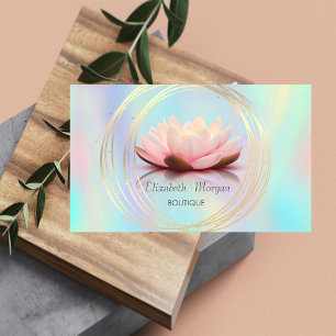 Moderne elegante goldene Kreise Lotus Holografisch Visitenkarte