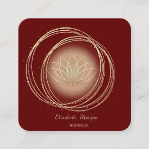Moderne elegante goldene Kreise Lotus Rot Quadratische Visitenkarte
