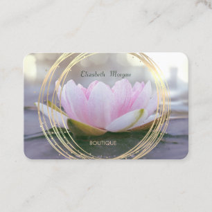 Moderne elegante goldene Kreise rosa Lotus  Visitenkarte