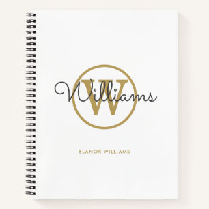Moderne elegante goldene Monogramm-Name-Notizbuch Notizbuch