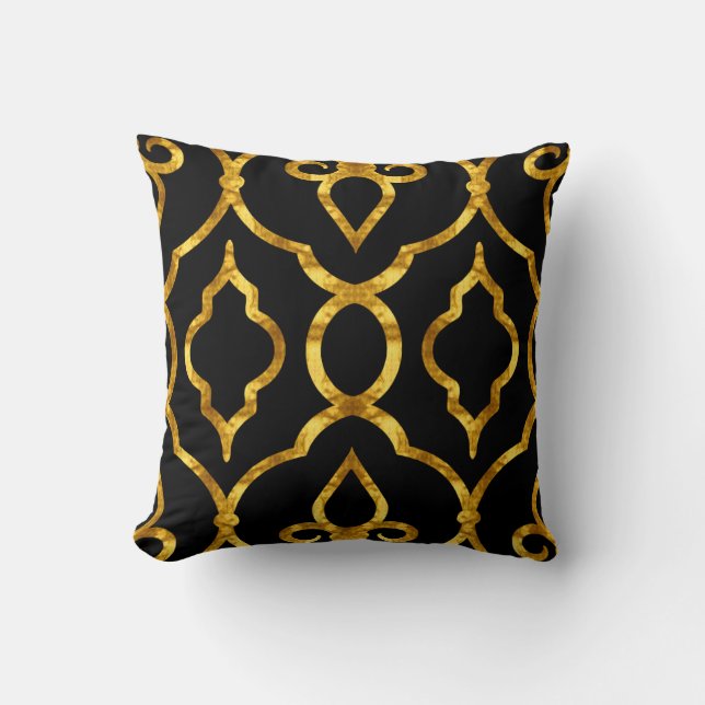 Moderne, elegante, goldene Ornamente auf massivem  Kissen (Vorderseite)