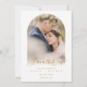 Moderne elegante goldene Schrift Foto Arch Save The Date