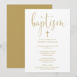 Moderne elegante goldene Schrift Taufe Einladung