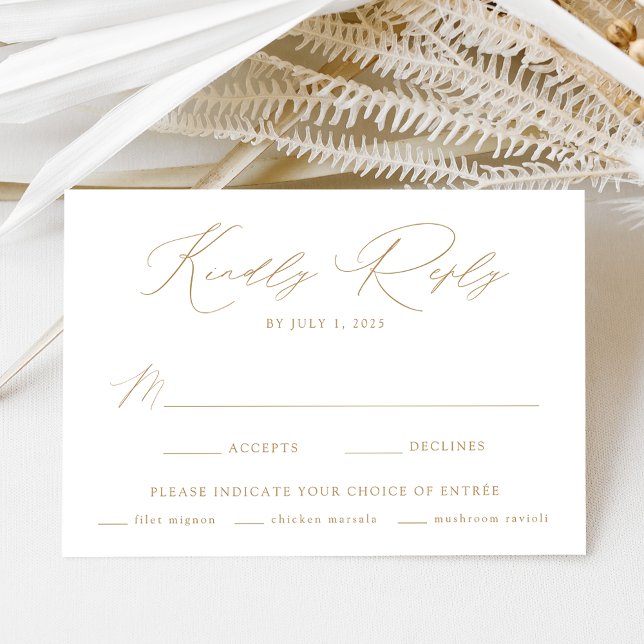 Moderne Elegante Goldene Schrift Wählen Sie aus RSVP Karte (Von Creator hochgeladen)