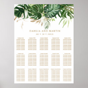 Moderne elegante goldene tropische Hochzeit Sitzor Poster