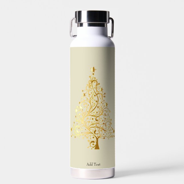Moderne Elegante Goldene Weihnachtsbaume Personali Trinkflasche (Vorne)