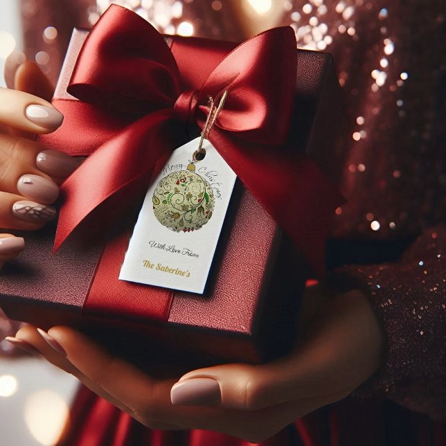 Moderne Elegante Goldene Weihnachtszeit Geschenkanhänger (Von Creator hochgeladen)