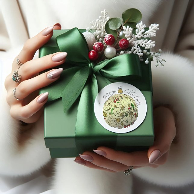 Moderne Elegante Goldene Weihnachtszeit Runder Aufkleber (Von Creator hochgeladen)