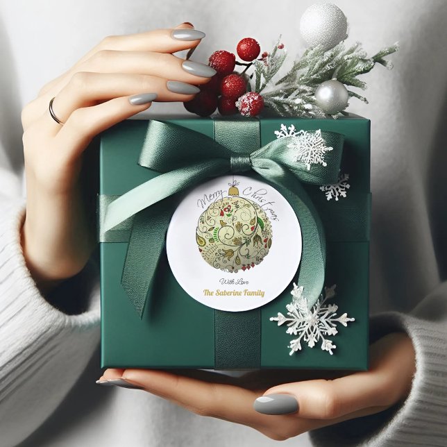 Moderne Elegante Goldene Weihnachtszeit Runder Aufkleber (Von Creator hochgeladen)