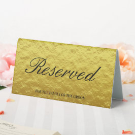 Moderne, elegante Goldfoil-Script-Hochzeit vorbeha Tischaufsteller
