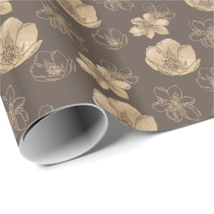 Moderne elegante Goldfolie mit Blumenmuster Geschenkpapier