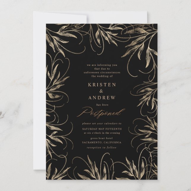 moderne elegante goldgelbe Botanische Hochzeit ver Einladung (Vorderseite)