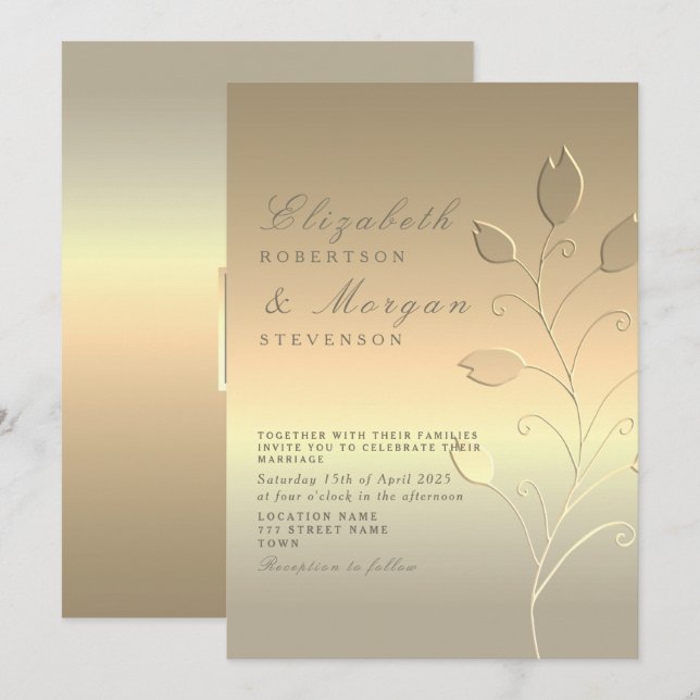Moderne elegante Goldhochzeit Einladung (Vorne/Hinten)