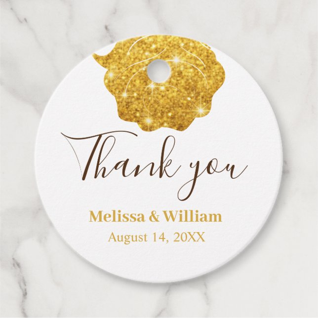 Moderne, elegante Goldhochzeit Rose Vielen Dank Geschenkanhänger (Vorderseite)