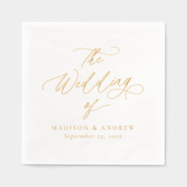 Moderne elegante Goldkalligraphie-Hochzeit Servietten Mit Folie