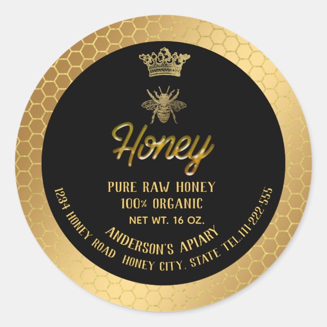 Moderne, elegante Goldkronen Honigkraut Honigkraut Runder Aufkleber (Vorderseite)
