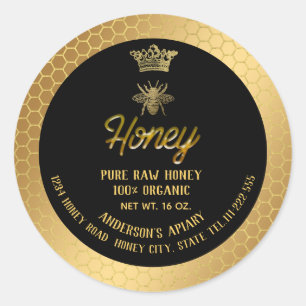 Moderne, elegante Goldkronen Honigkraut Honigkraut Runder Aufkleber