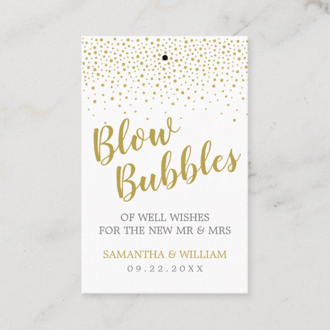 Moderne elegante Goldmedaille Confetti Wedding Bub Visitenkarte (Vorderseite)