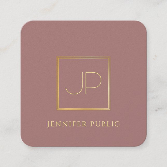 Moderne elegante Goldmonogramm-Schablone luxuriös Quadratische Visitenkarte (Vorderseite)