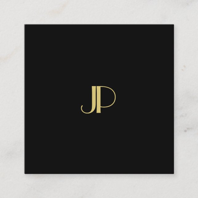 Moderne, elegante Goldmonogramm-Vorlage Quadratische Visitenkarte (Vorderseite)