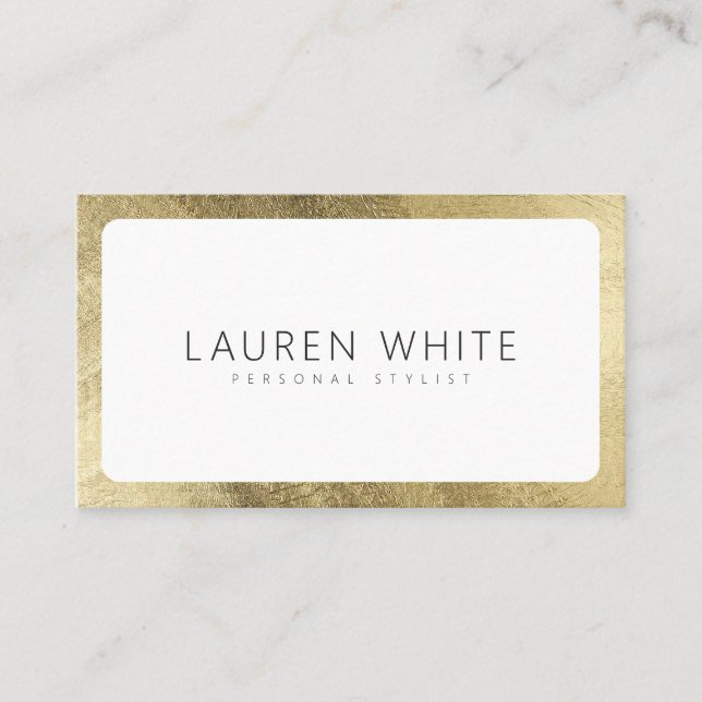 Moderne elegante goldweiß gerundete minimalistisch visitenkarte (Vorderseite)