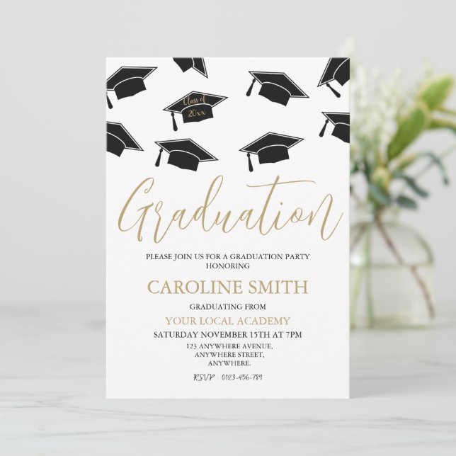 Moderne elegante Graduiertenparty Einladung (Stehend Vorderseite)
