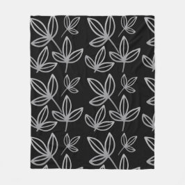 Moderne elegante, graue Blätter Schwarz Fleecedecke
