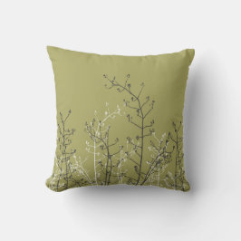 Moderne elegante graue Blume auf neutralem Olivenö Kissen