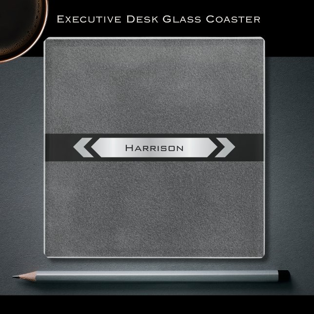 Moderne elegante graue Chefscheibe Glasuntersetzer (This Executive Gray Glass Coaster provides the perfect accent of professionalism for your desk)