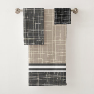 Moderne, elegante graue Skizze 3 Badhandtuch Set
