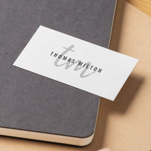 Moderne elegante graue weiße Monogramm-Beraterin Visitenkarte