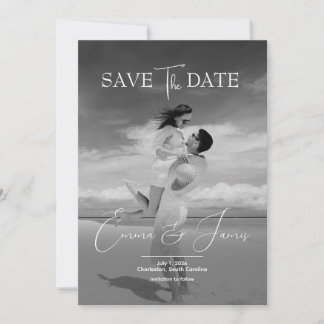 Moderne elegante Graustufen-Hochzeitsfotografie Save The Date