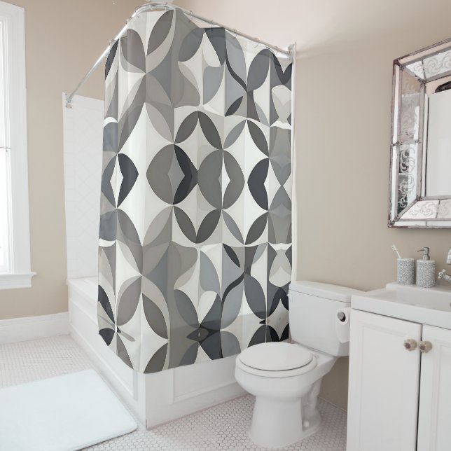 Moderne Elegante Gray Floral Duschvorhang (Beispiel)