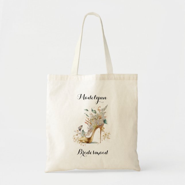 Moderne elegante Green und Gold Bridesmaid Tragetasche (Vorne)