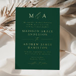 Moderne, elegante Green und Gold Monogram Wedding Folieneinladung<br><div class="desc">Minimalistische,  moderne Hochzeitseinladung mit Ihren Monogramm-Initialen und Hochzeitsdetails,  die in Goldfolie mit Akzenten aus Kalligraphie dargestellt sind. Der grüne Hintergrund kann in eine Farbe Ihrer Wahl geändert werden. Entworfen,  um mit unserer Hochzeitskollektion "Moderne Elegance" zu koordinieren.</div>