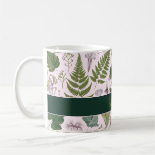 Moderne, elegante grüne Frühlingsstifte und Blätte Kaffeetasse