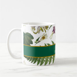 Moderne, elegante grüne Frühlingsstifte und Blätte Kaffeetasse