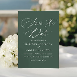 Moderne elegante grüne Hochzeit in Kalligrafie Save The Date